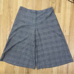 Nine West Plaid Gaucho Pants 8 Gray Preppy Grunge Wide Crop Academia Acubi